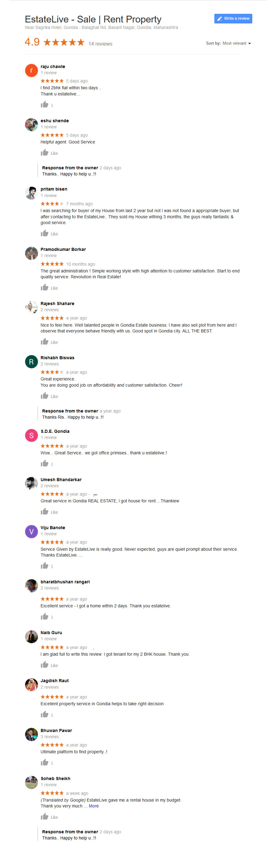 EstateLive Ren Sale Property Agent Broker Google Review Rank